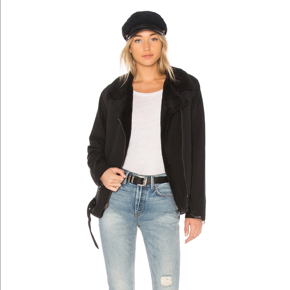 Bella Dahl moto jacket black shearling